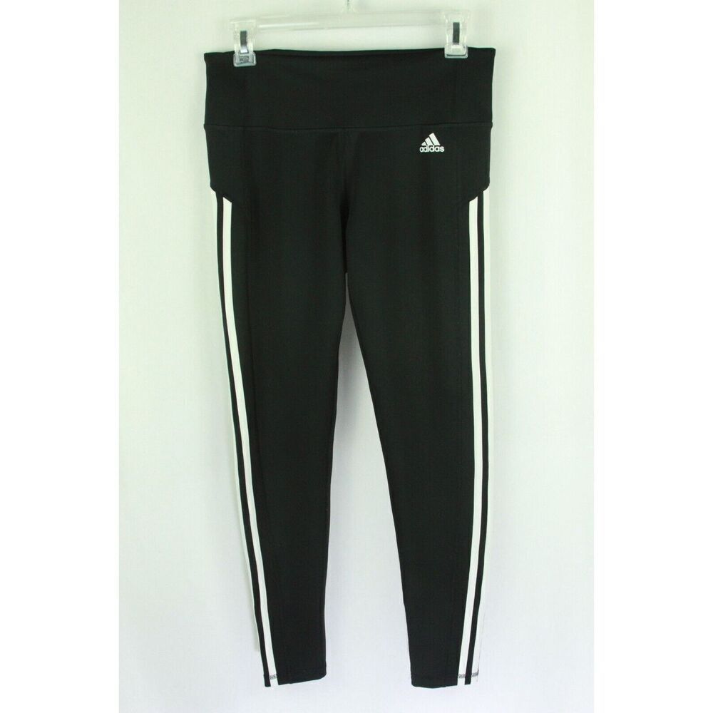 Adidas Leggings M 3-Stripe Black Full Length Womens Medium